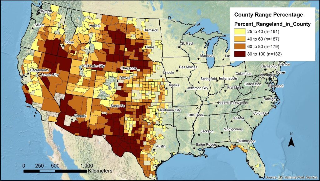 In the end, the two maps above show the results for 690 Counties in western US and Florida that were included in the assessment. There were two counties that met the area and population criteria that were ultimately excluded from the final assessment due to lack of data.